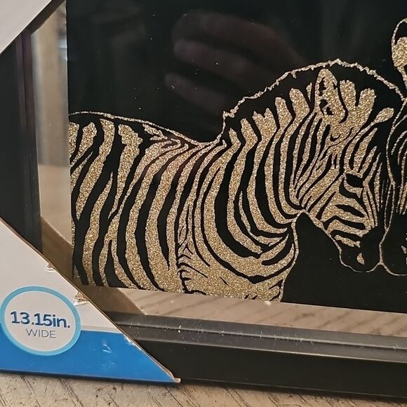 Framed Zebra Art V black And Gold NWT - Picture 3 of 6